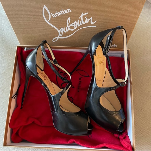 NWT❤️CHRISTIAN LOUBOUTIN❤️Mira Bella 120 Nappa Shiny/Pat Vinyl - Picture 3 of 9
